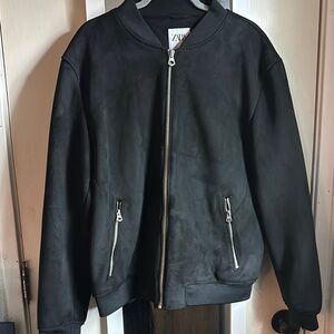 Zara Men's Black Bomber Jacket